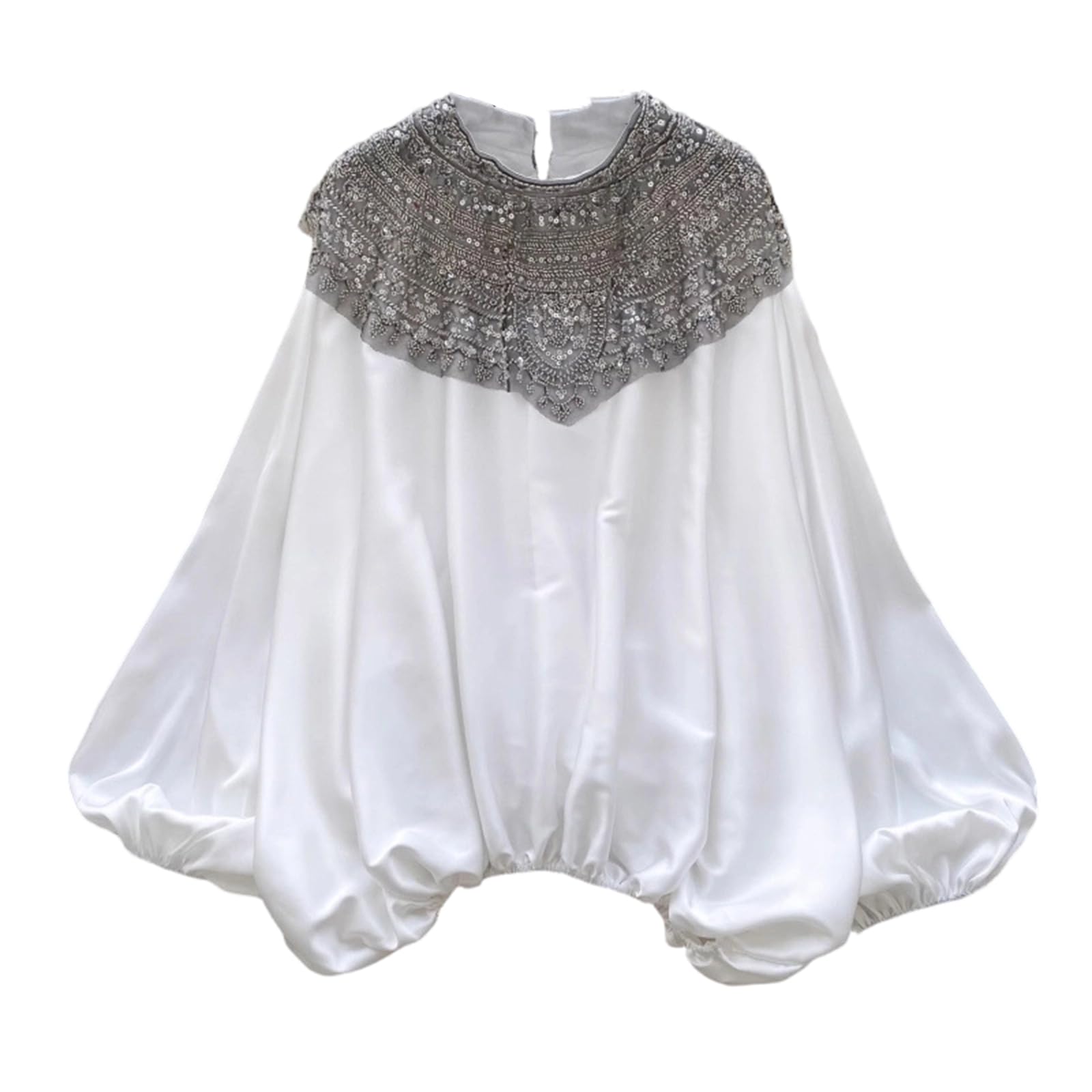 Chemises à manches longues pour femmes, blouse lantern à manches longues avec perles, style bohème, blouse de travail, t-shirts habillés