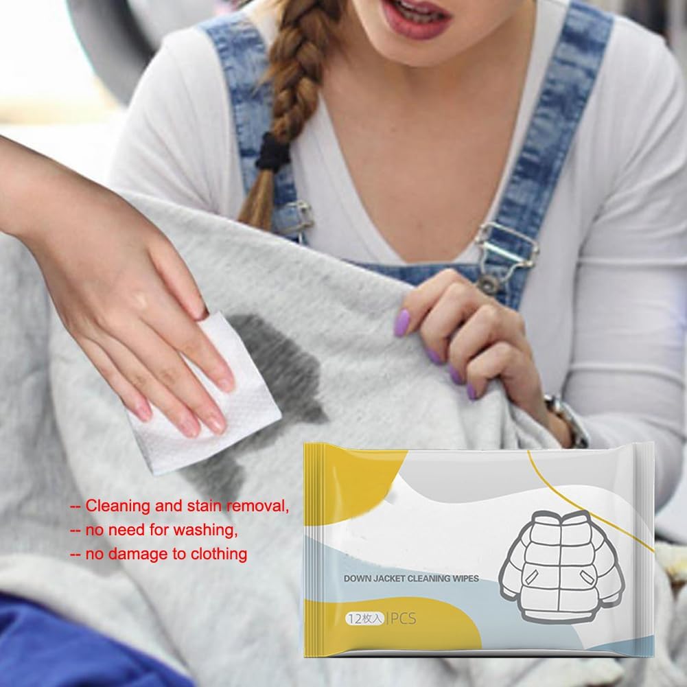 5Pack Individually Wrapped Down Jacket Cleaning Wipes, Portable Travel Wet Wipes, Effective Stain Removal Cleaning Wipes, Easier Way to Clean Grease, Dirt, Dust from Clothes,Shoe,Hands,Daily Use image 2