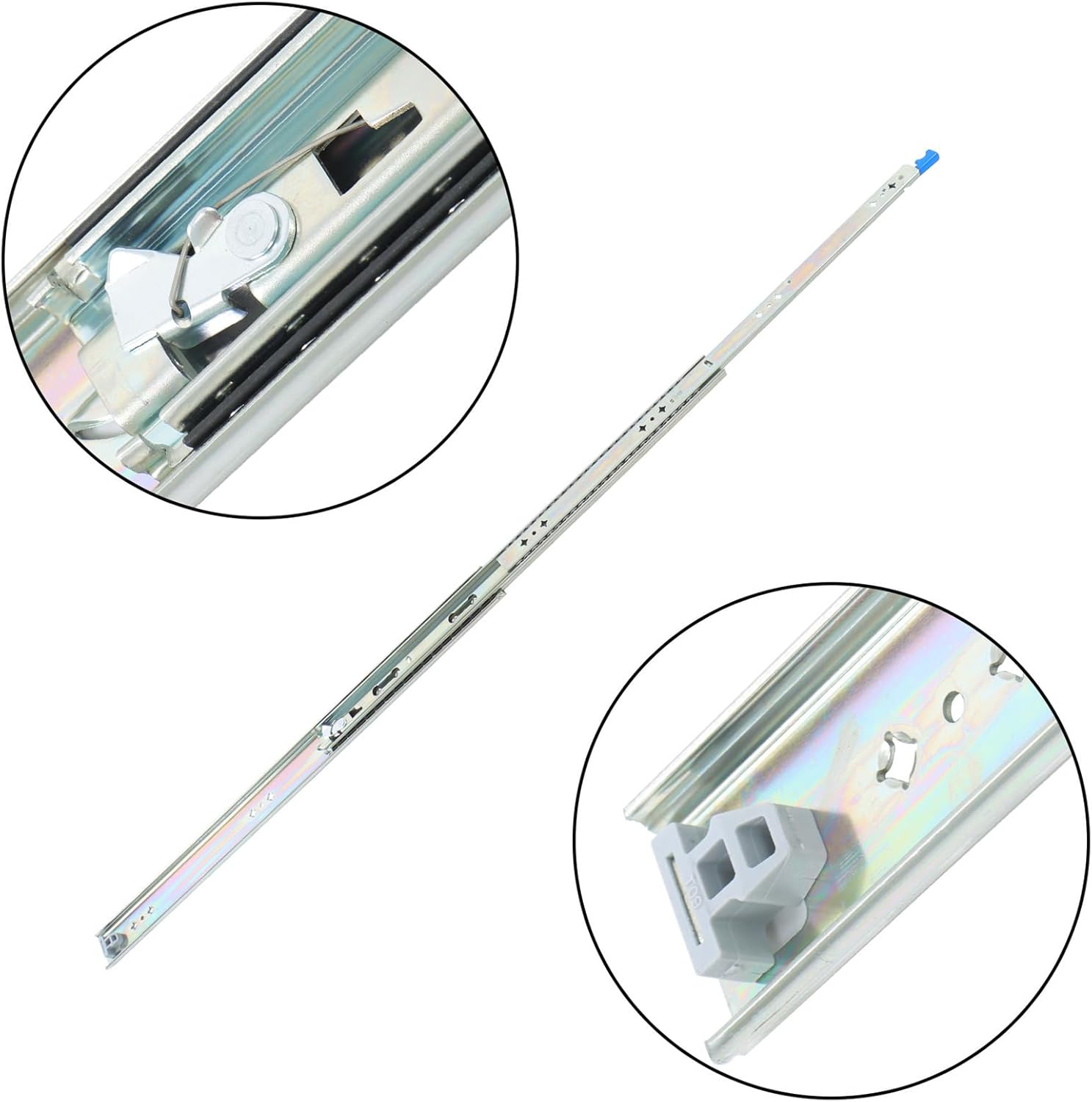 kimllier 28" Heavy-Duty Extension Drawer Slides with Lock 250lb Load 3-Stage Full Extension for Industrial and Home Use