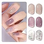 GAOY Gel Nail Polish Kit, 3 Colors 16ml Jelly Nude Purple Gray Glitter, Sheer Soak Off UV Gel Polish Set - Wild Orchids
