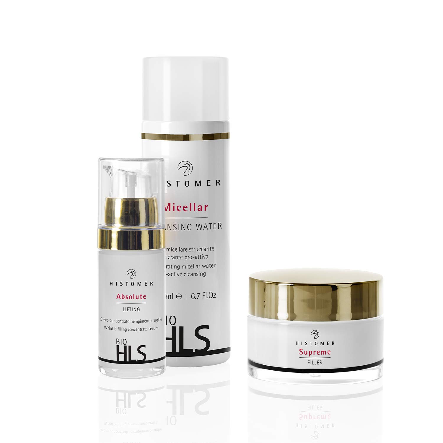 Histomer Kit Trattamento Lifting Viso Anti-Età Bio HLS Supreme Filler | Pelli Mature 55-65 Anni, con Crema Viso 24h, Siero Lifting e Acqua Micellare Struccante Viso e Occhi