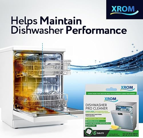 Miniatura 6 de XROM Tabletas limpiadoras de lavavajillas, a base de plantas, limpieza profunda y desincrustación, elimina olores, elimina manchas de agua dura,