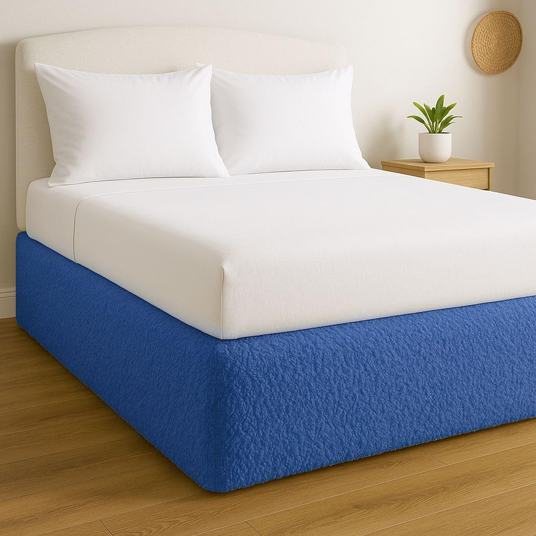 John Aird Teddy Fleece Elasticated Divan Bed Valance (Blue, Super King)