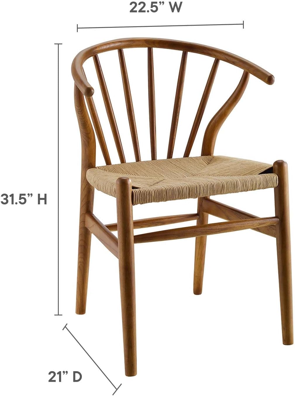 Modway Flourish Mid-Century Modern Rustic Farmhouse Wood Dining Chair in Walnut