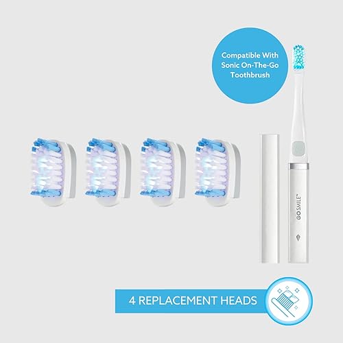 Miniatura 2 de GO SMILE Cabezales de cepillo de repuesto para cepillo de dientes eléctrico On The Go Sonic Blue, paquete de 4