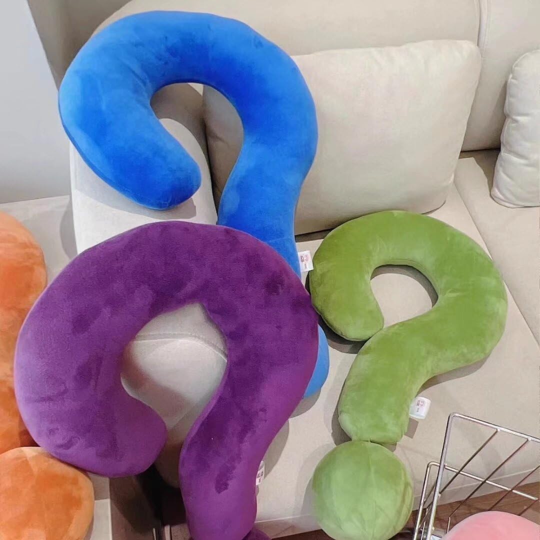 Funny Question Mark Shaped Pillow, Soft Velvet Decorative Throw Pillows Question Mark Neck Pillow Unique Chair Cushion Home Decoration Plush Pillow(Orange,24.4")
