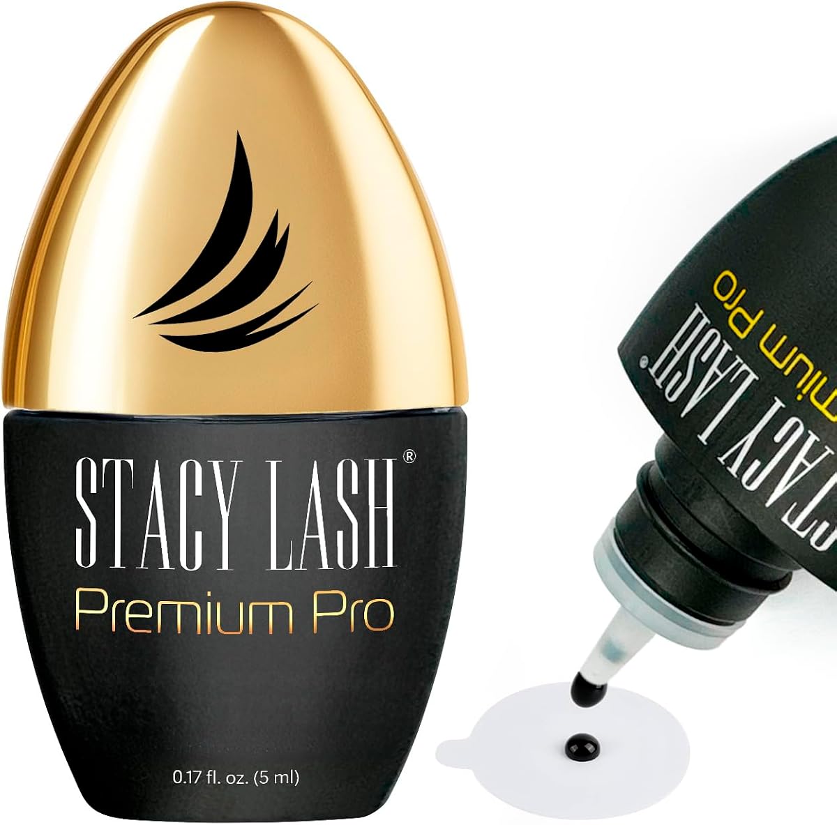 STACY LASH Premium Pro Eyelash Extension Glue 5ml 0.17 fl. oz./ Upgraded Low Fume Formula / 0.3 Sec Drying Time / 7 Week Retention/Extra Strong Black Lash Adhesive/Lash Tech Supplies
