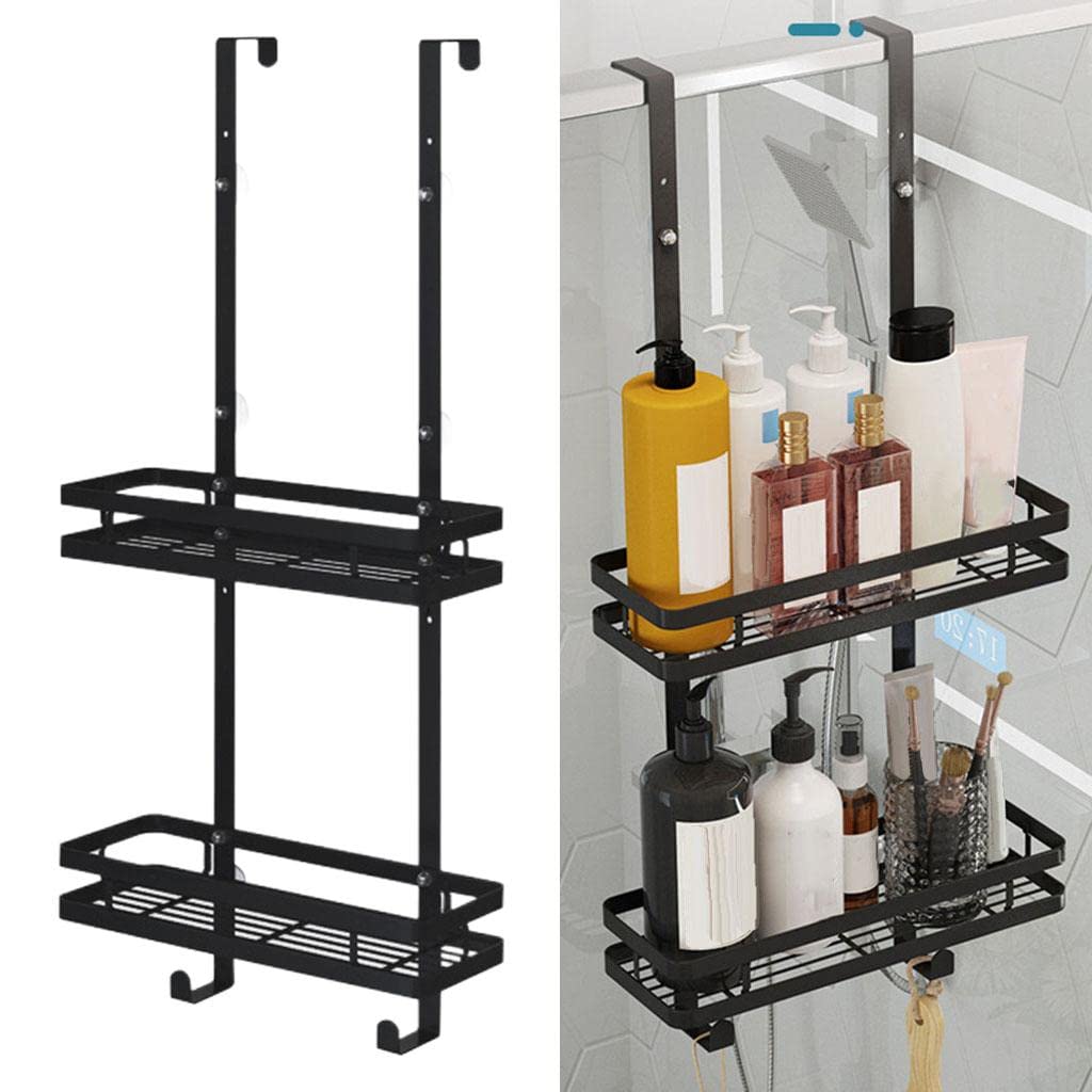 Yajuyi Organizer Doccia Mensola Portaoggetti Porta Accessori Porta Shampoo Design Antiruggine Materiale Acciaio Inox Adatto per Bagno Cucina, 2 Strati
