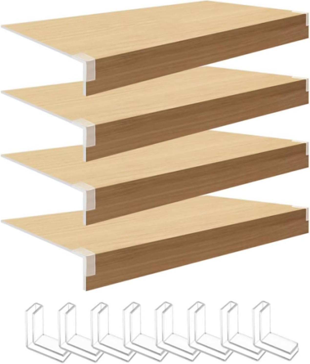 Imitation Wood-Look Shelf Covers, 4PCS 35 x 16 x 2 in Wire Rack Liners Decorative Shelving Solution, Removable Covers for Wire Shelving, Oak