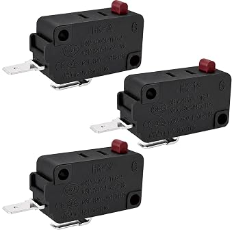 HK-14 Normally Open NO Micro Switch 3-Pack, 16A 125/250VAC 2-Pin Air Fryer Door Interlock Switch Compatible with Gourmia Ninja Insignia Instant Pot, Replacement Door Sensor Fixes Display Error