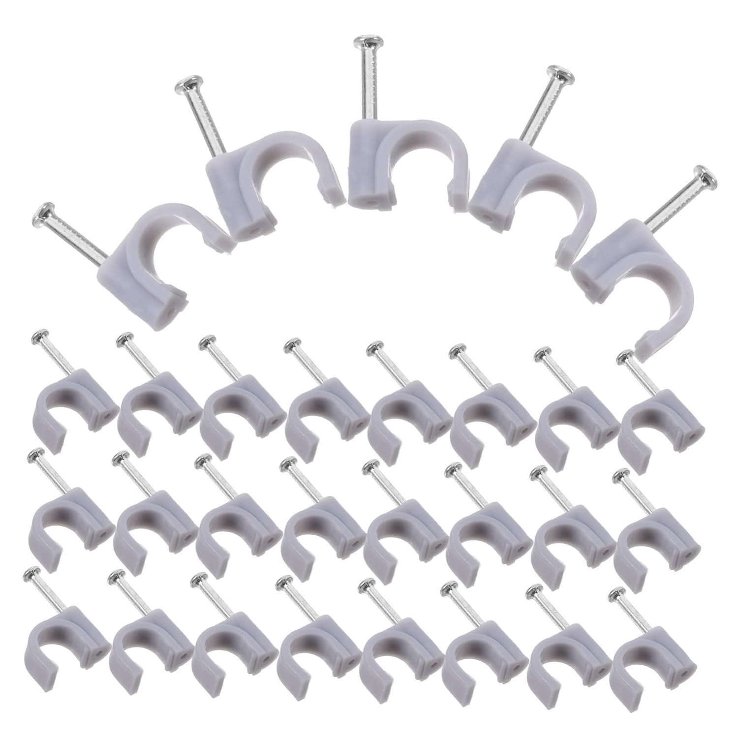 Zerodeko 100pcs Wire Staple Clips for Ethernet Cables Pe Cable Holder with Nails Multi-Functional Grey Line Clips for Easy Installation and Wire Fixing