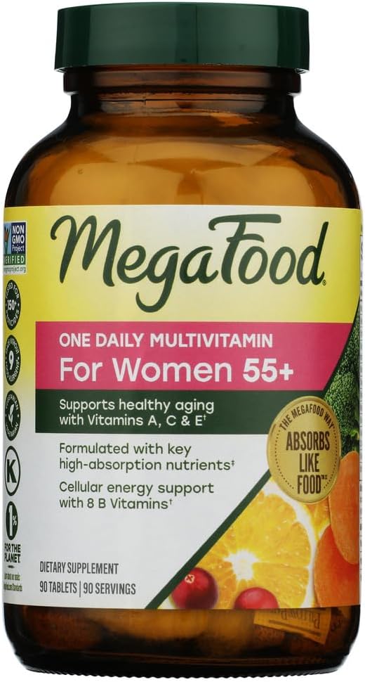 MegaFood One Daily Multivitamin for Women 55+ with 19 Nutrients, 90 Tablets