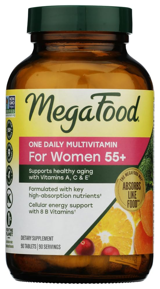 MegaFood One Daily Multivitamin for Women 55+ with 19 Nutrients, 90 Tablets 90 Count (Pack of 1)