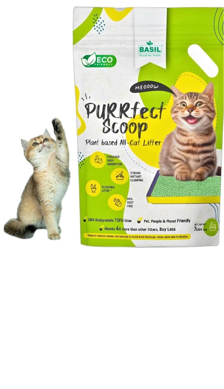 Basil Purrfect Scoop Cat Litter | Plant Based TOFU Cat Litter | 7 LTR | 100% Natural & Biodegradable (Green Tea Scent) (Pack of 1) (B0CZY3JGC4) Amazon Price History, Amazon Price Tracker