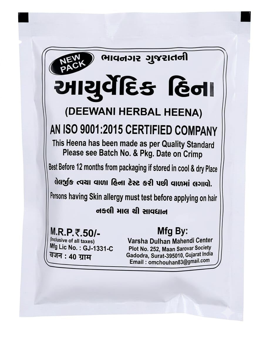 Deewani Herbal Heena Natural Black Hair Colour Powder Pack of 6 | Ayurvedic Formula, For Men and Women, 40g per Pack, Original Bhavnagar, Mehendi Blend-image-7