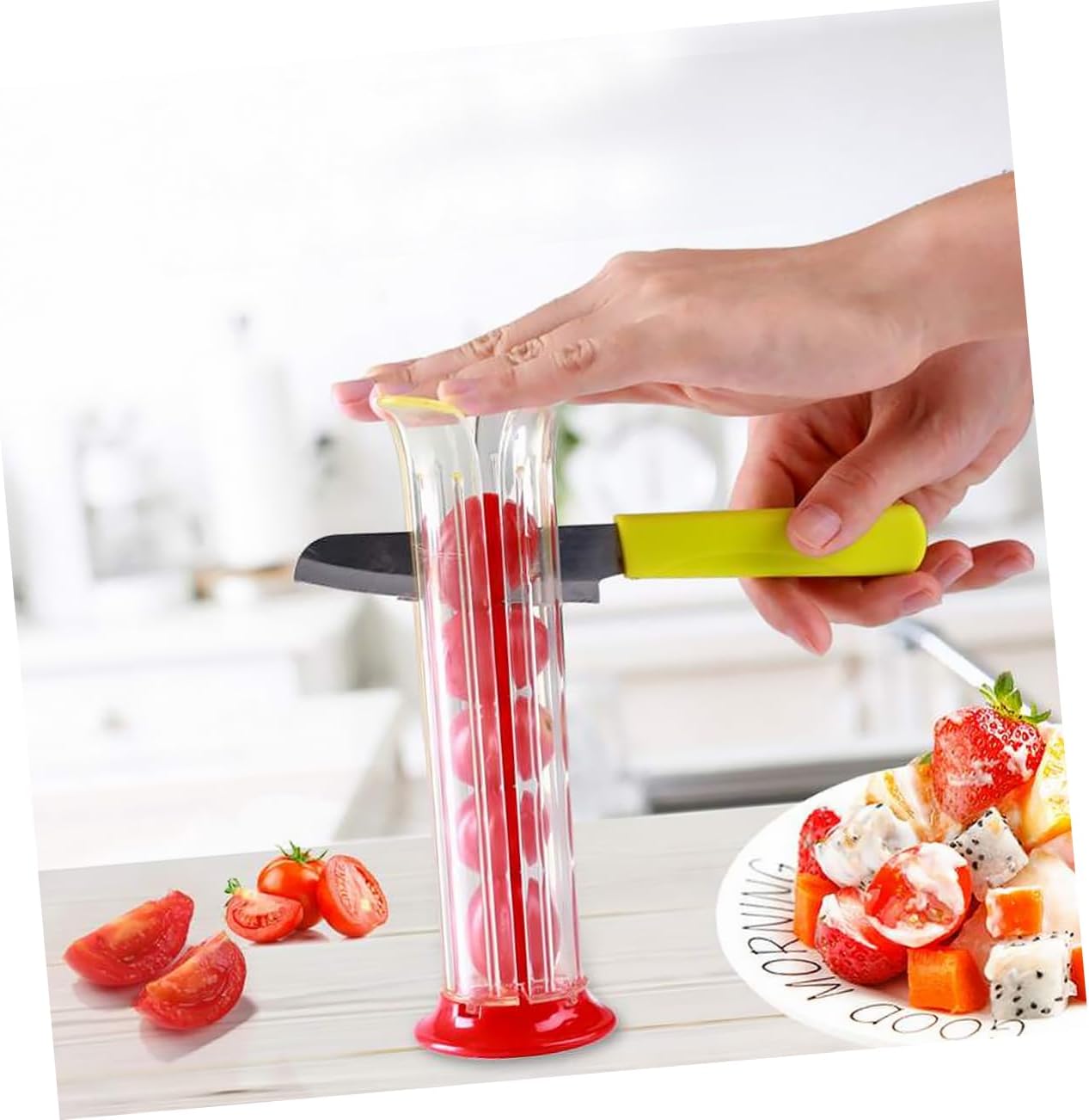 Fruit Cutter 2 Pcs PP Ps Portable Even Cutting Tool