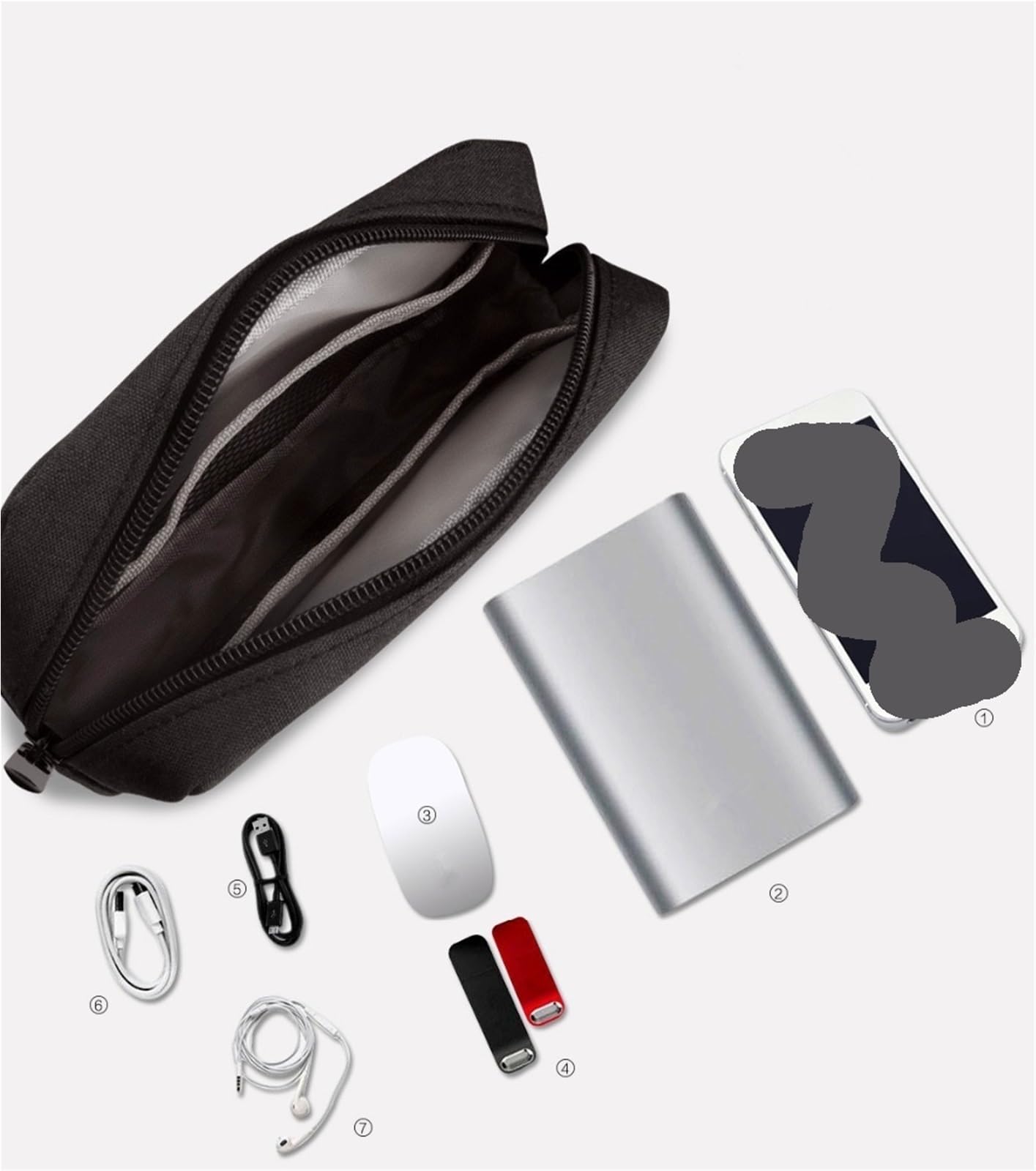 Bolsa Organizadora De Cables Organizador de Cables Carga, Bolsa for Disco Duro, Accesorios electrónicos, Estuche Almacenamiento for Cargador, 2 uds(Deep Blue L)
