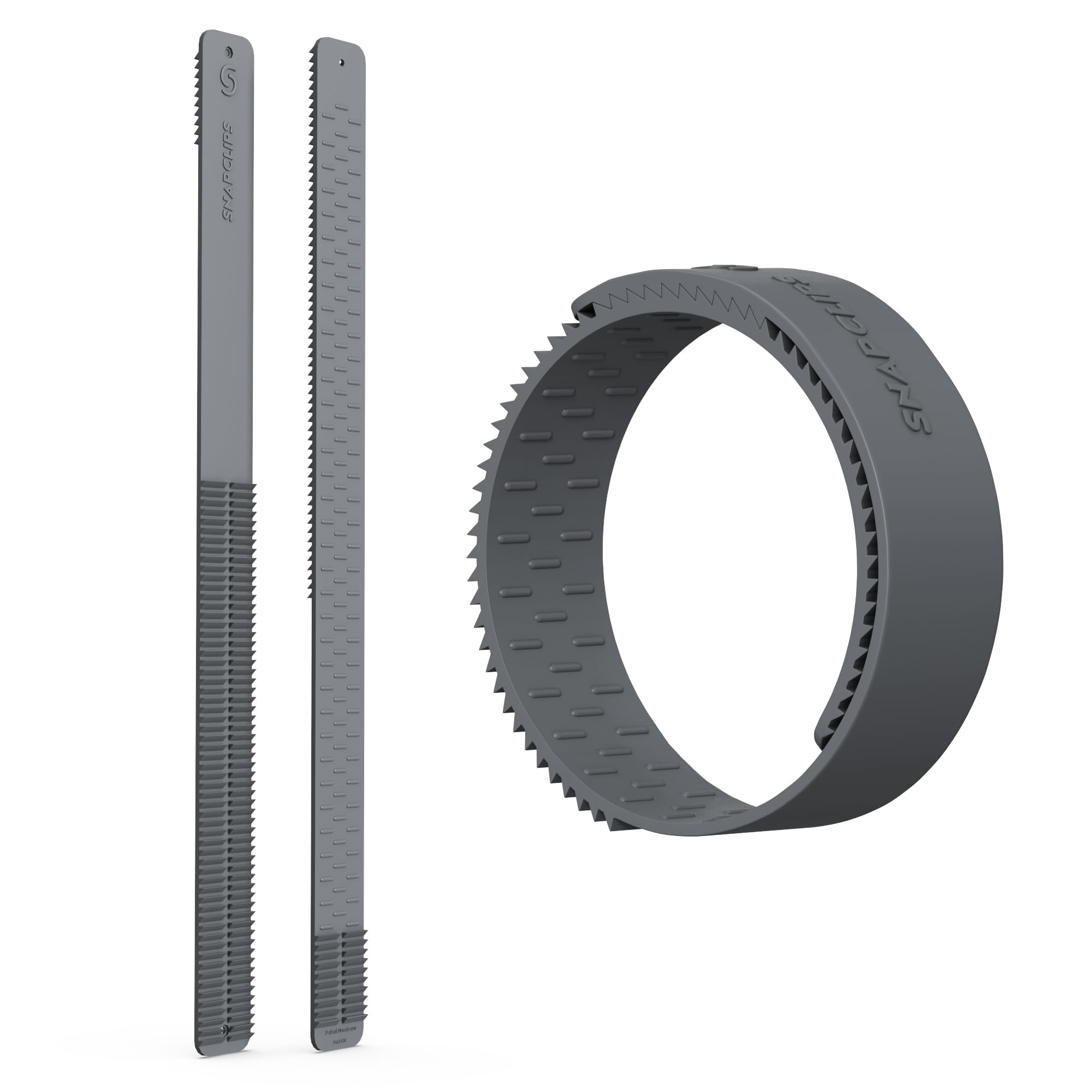 SnapClips Correas de almacenamiento, 12 pulgadas, color gris, juego de 2, correas organizadoras de cables de extensión resistentes, bridas reutilizables, almacenamiento de mangueras, soporte de