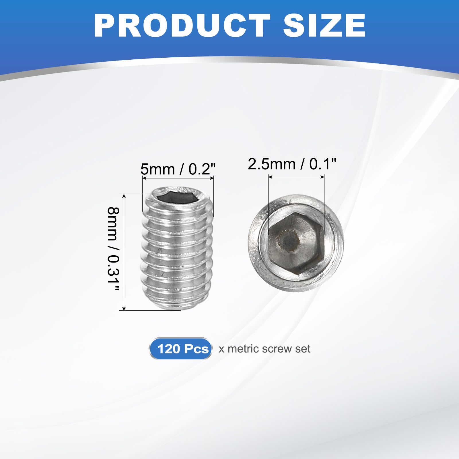 PATIKIL 120 Pcs Hex Socket Grub Screw - Image 2