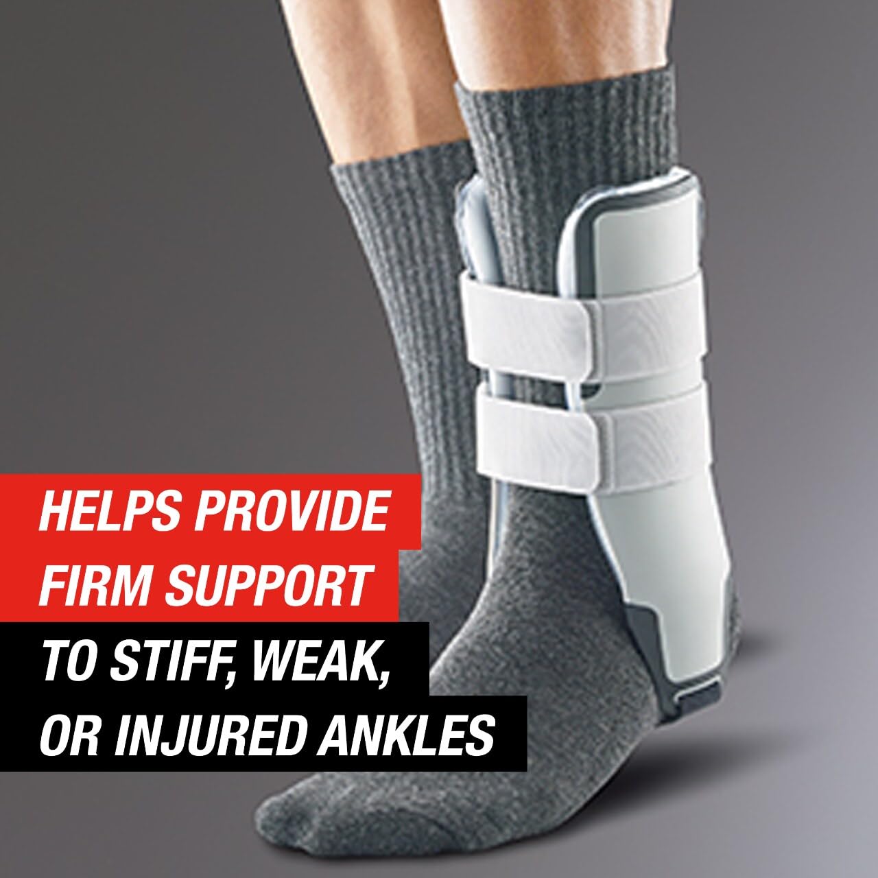 ACE Brand Adjustable Stirrup Ankle Brace, Left or Right Firm Support Ankle Brace for Sprained Ankles and Injury Recovery, Features Pre-Inflated and Adjustable Air Cells for Improved Comfort