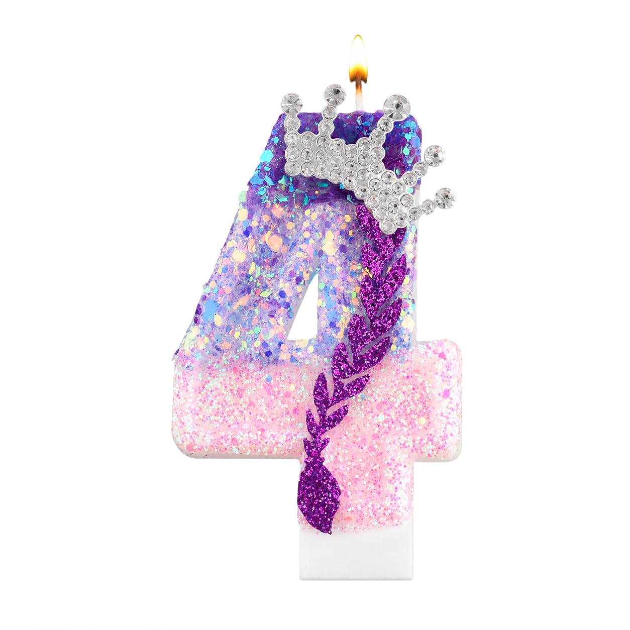 K Pop Number Birthday Candles, Glitter Crown Birthday Candles for Cakes Decoration, Stylish Kpop Music Themed Cake Topper for Girls Birthday Party Supplies & Anniversary Decorations (4 Candle,K Pop)