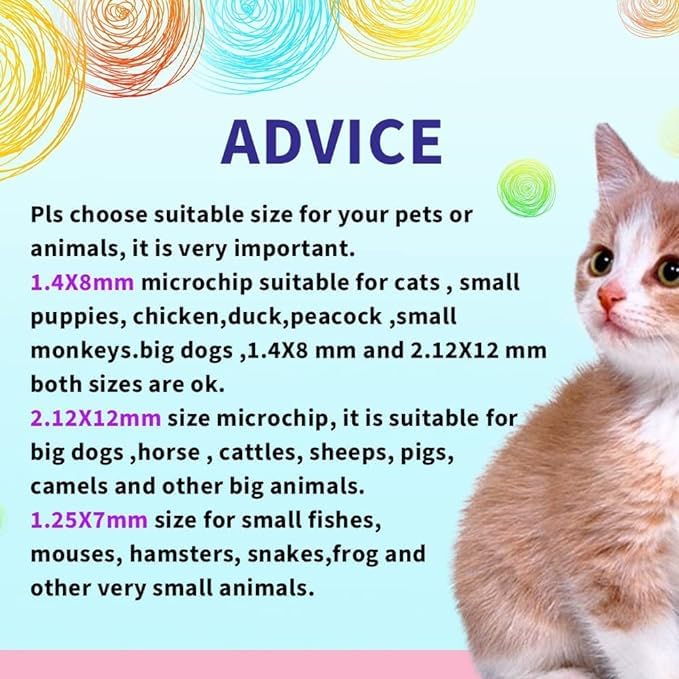 TAEING Pet Mikrochips, 134,2 kHz Mikrochip für Haustiere, Mikrochip Kit für Hunde und Katzen für Haustiere für die tierärztliche Verwaltung (1.25x7mm, stück, 5)