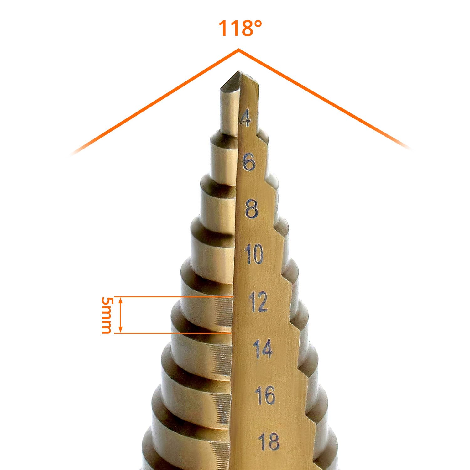 M35 Hssco Foret Étagé 4-32 Mm, Foret Conique Robuste Pour Acier