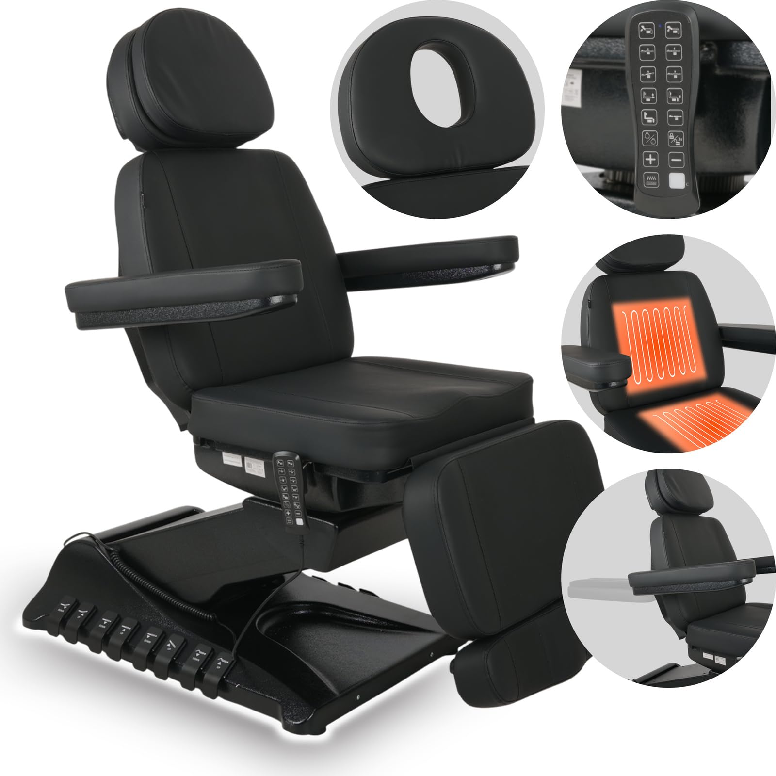 HABYS Luxoria PRO 5 Elektrische Kosmetikliege mit 5 Motoren, Black | Beheizbare Beautyliege, Drehfunktion & Fußsteuerung, Kosmetikstuhl für SPA, Ästhetische Medizin & Massage