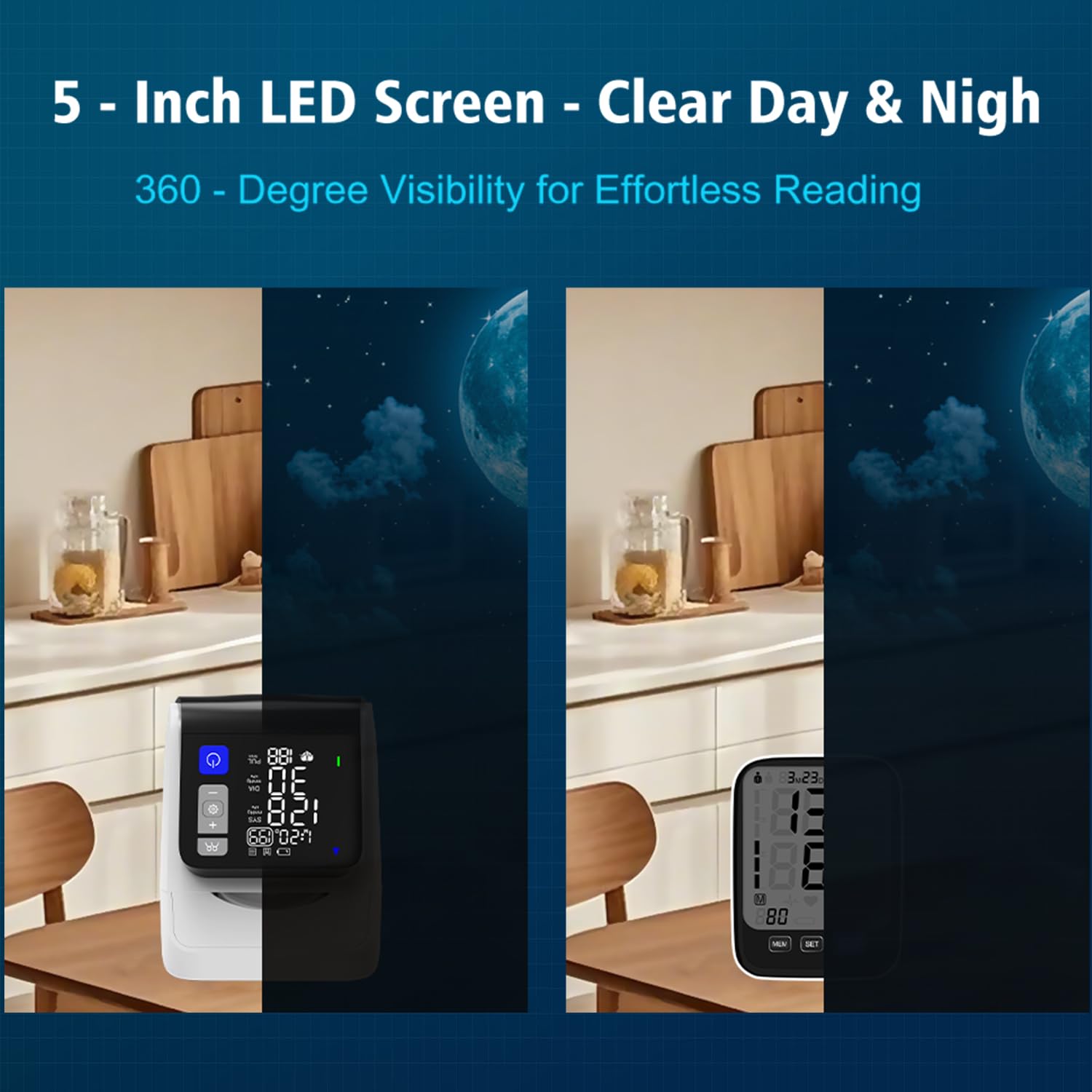 Monitor de presión arterial aprobado por MHRA y CE, máquinas de presión arterial para uso doméstico, pantalla LED grande retroiluminada, memoria de lectura de 4 x 199, corrige automáticamente la