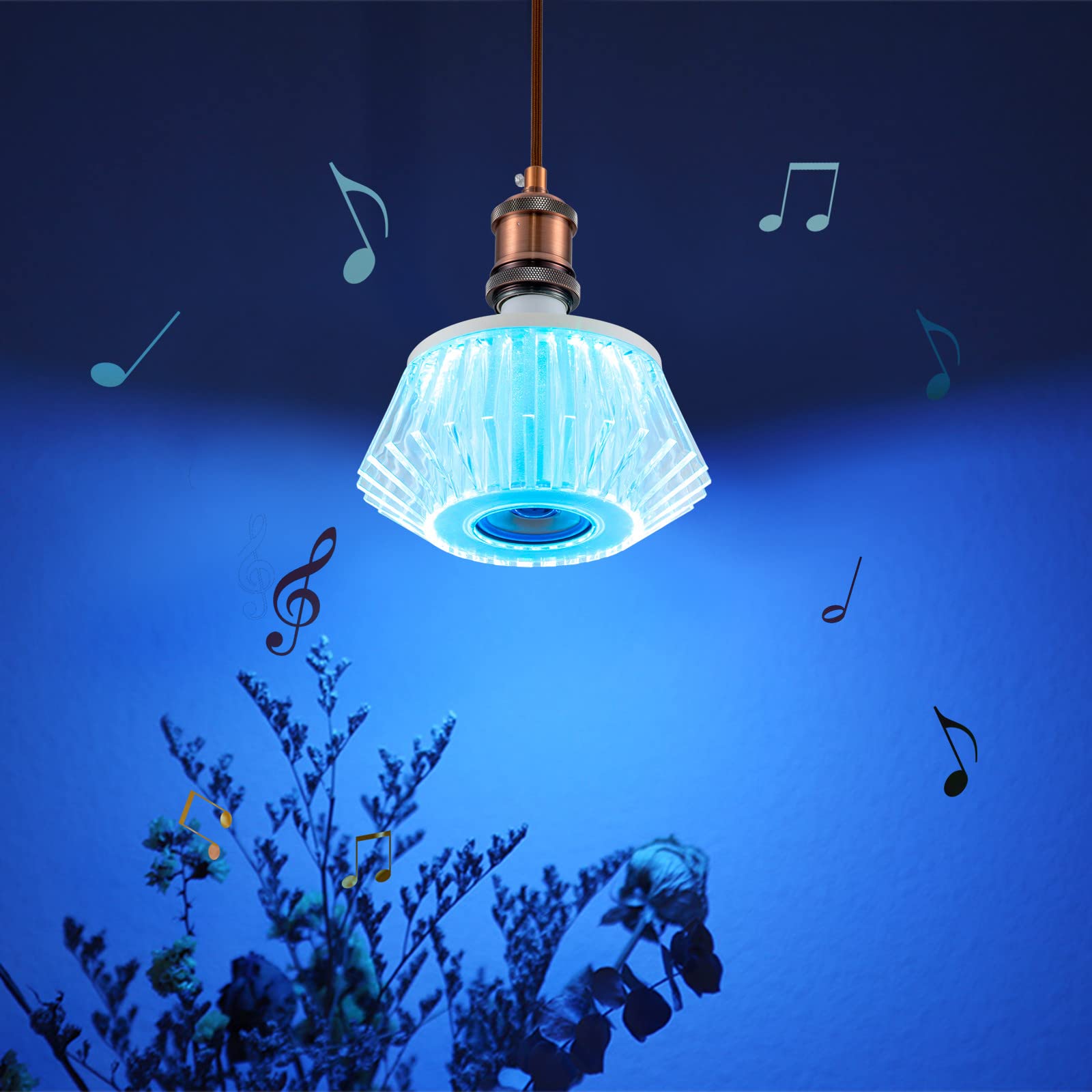 Inteligentna lampa LED z głośnikiem Bluetooth, zmieniająca kolor żarówka Bluetooth Głośnik - współpracuje z podstawą E27-24-klawiszowy zdalnego sterowania Zmiana koloru do dekoracji świątecznych/256