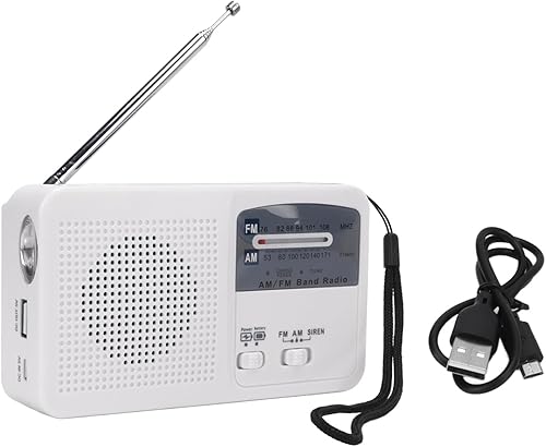 Radio de manivela solar de emergencia portátil para acampar al aire libre - Multibanda AM FM Recepción Manivela de mano y carga solar Batería