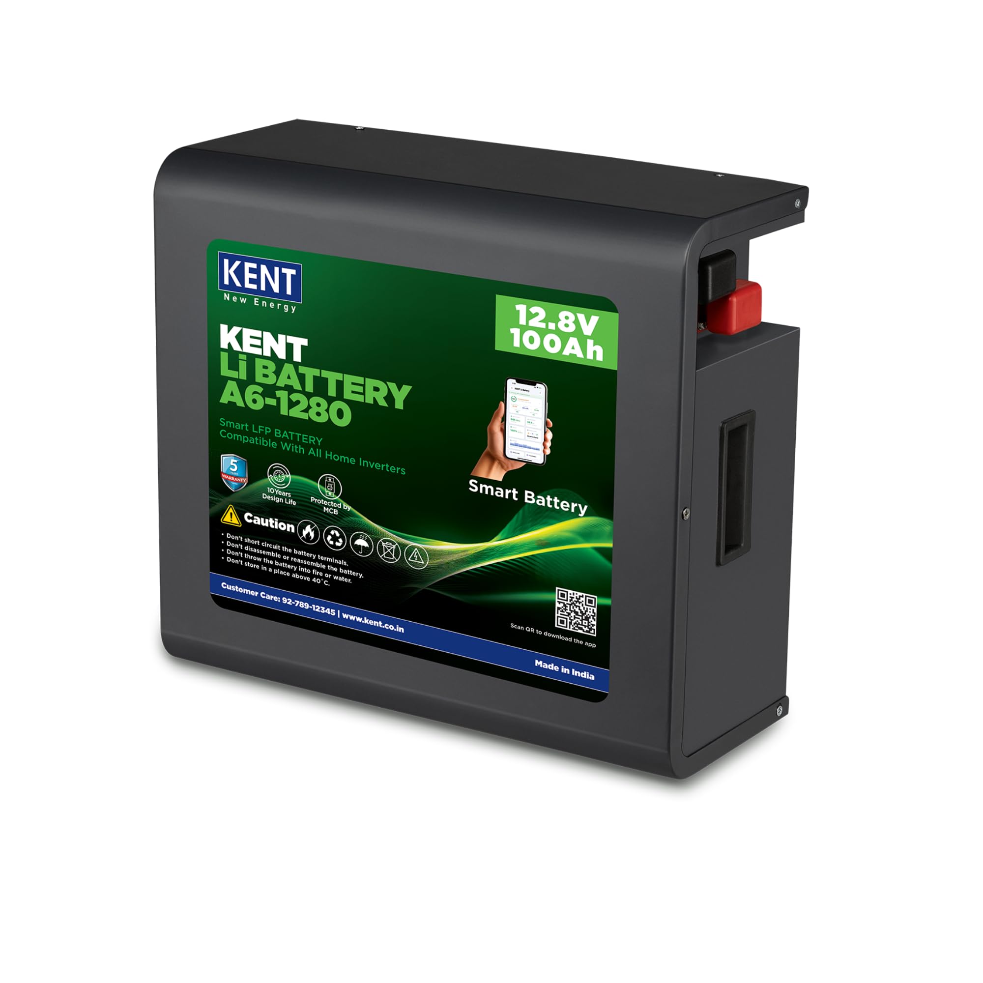 KENT Li Battery A6-1280 12.8V 100Ah | All Inverter Compatible | 3000+ Cycles | 90% Usable Capacity | 2Hr Fast Charge | Zero Maintenance | No Fumes | 5 Year Warranty-image-13