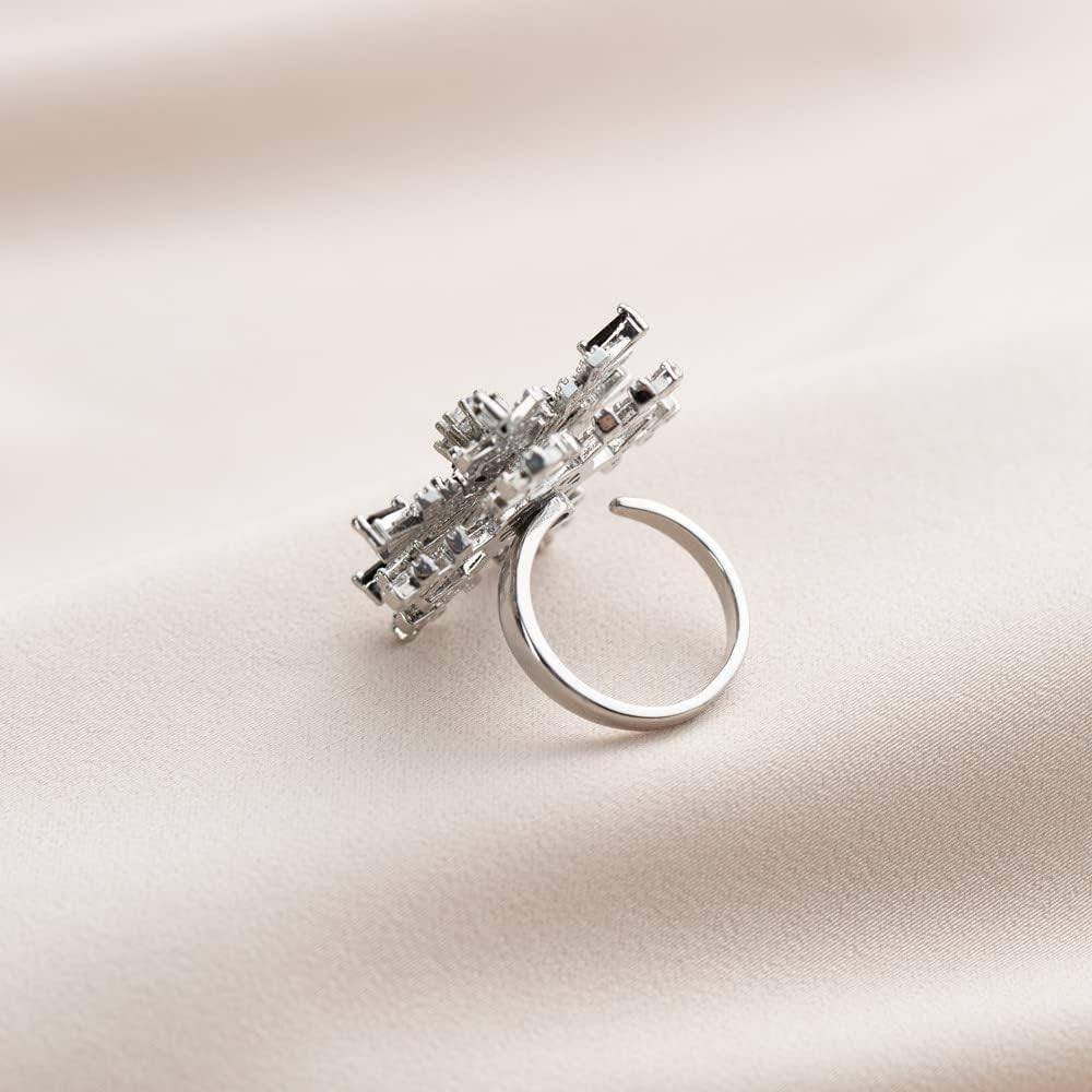 Bleu Clair Snowflake Rings, Funny Rotatable Snowflake Adjustable Big Ring Fidget Rings for Womens