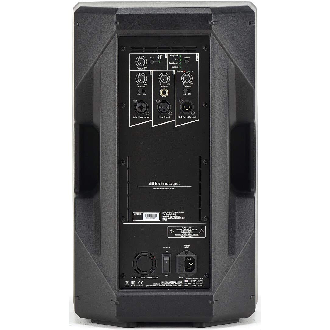 DB Technologies KL12 - Cassa Attiva Monitor Diffusore Audio da 12" e 800w di picco con modulo Bluetooth + Cover di protezione soft inclusa, Nero