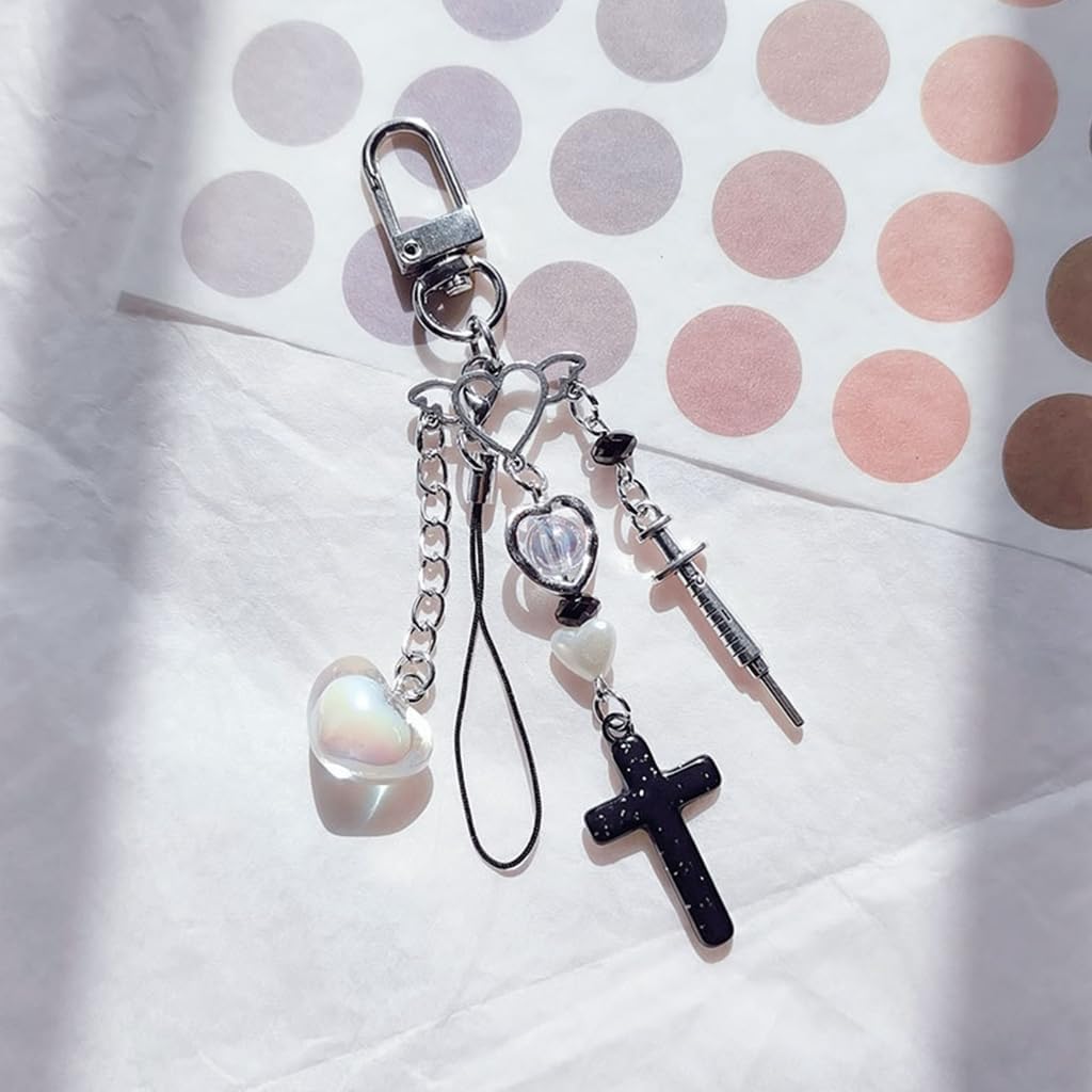 Cross Bowknot Angel Wing Hanging Pendant Phone Strap Cute Bag Decoration