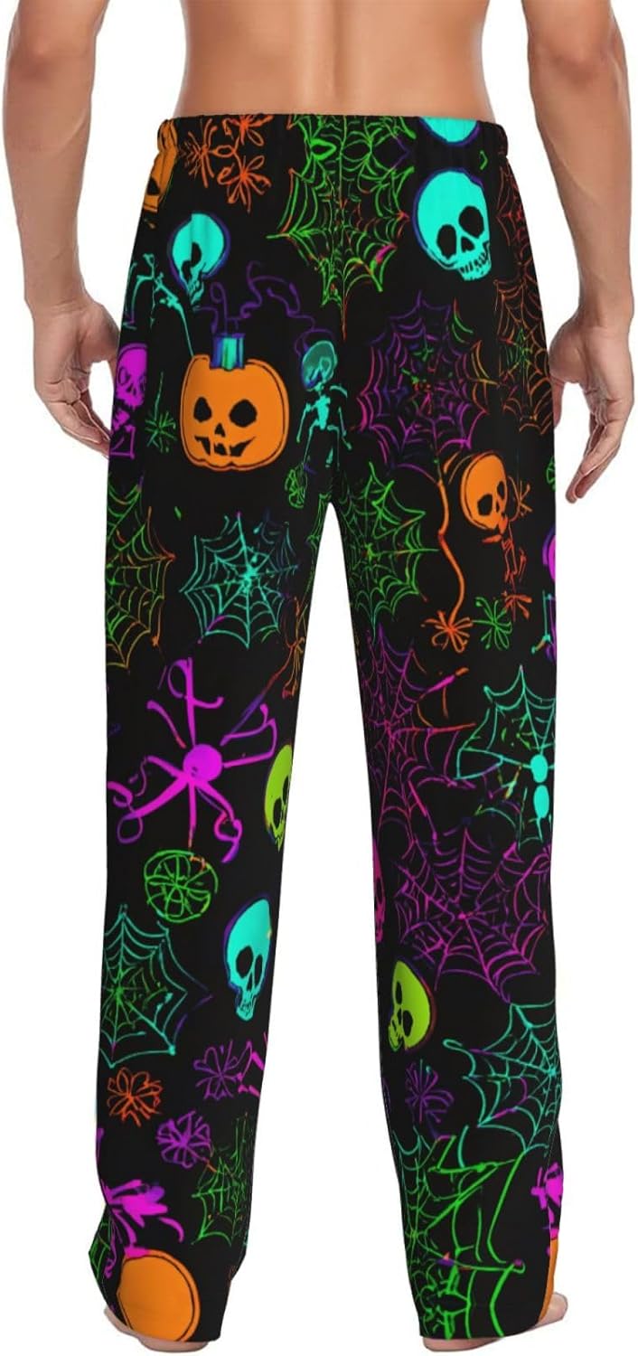 Halloween Skull Print Men'S Long Pajama Pants,Casual Loungewear With Pockets,Soft And Lightweight Pajamas.