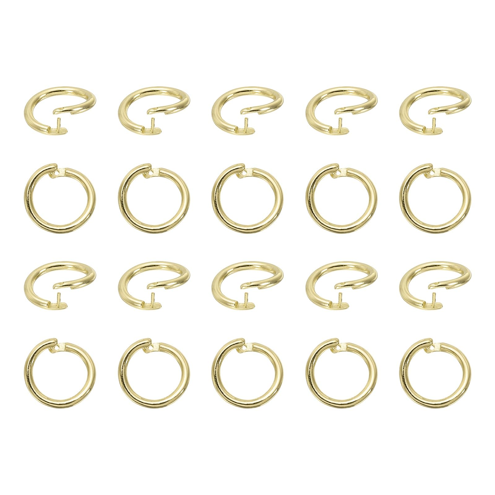 sourcing map 20 Pcs Locking Jump Rings 12mm Round Twist Clasp Open End Jump Rings Connector Link for DIY Craft Jewelry Making Findings Necklace Bracelet Keychain, 14k Gold