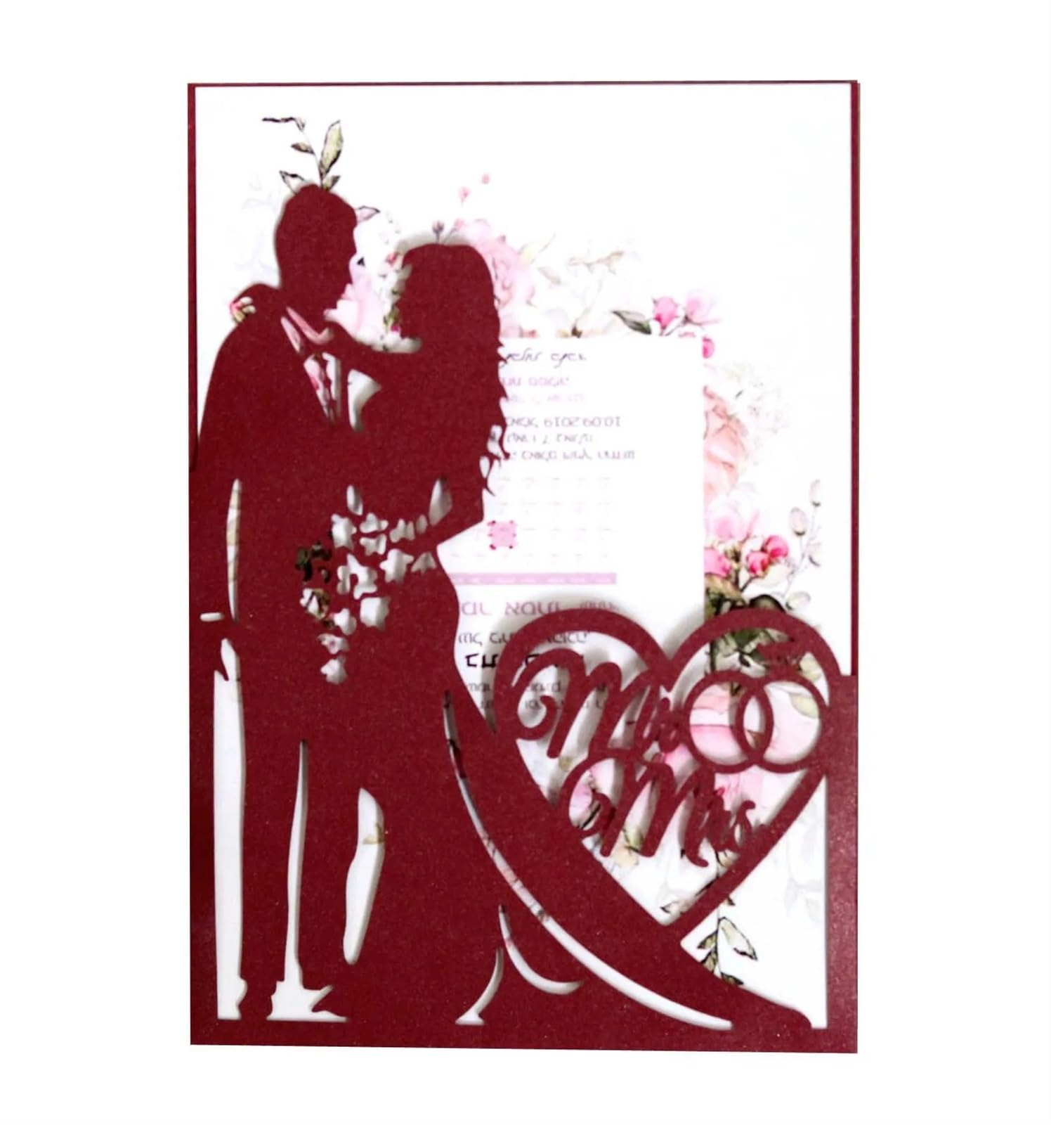 Zaproszenie na ślub Zaproszenia na każdą okazję, zaproszenia ślubne z kopertami wielokolorowe 18x12,5 cm(02 Dark Red)