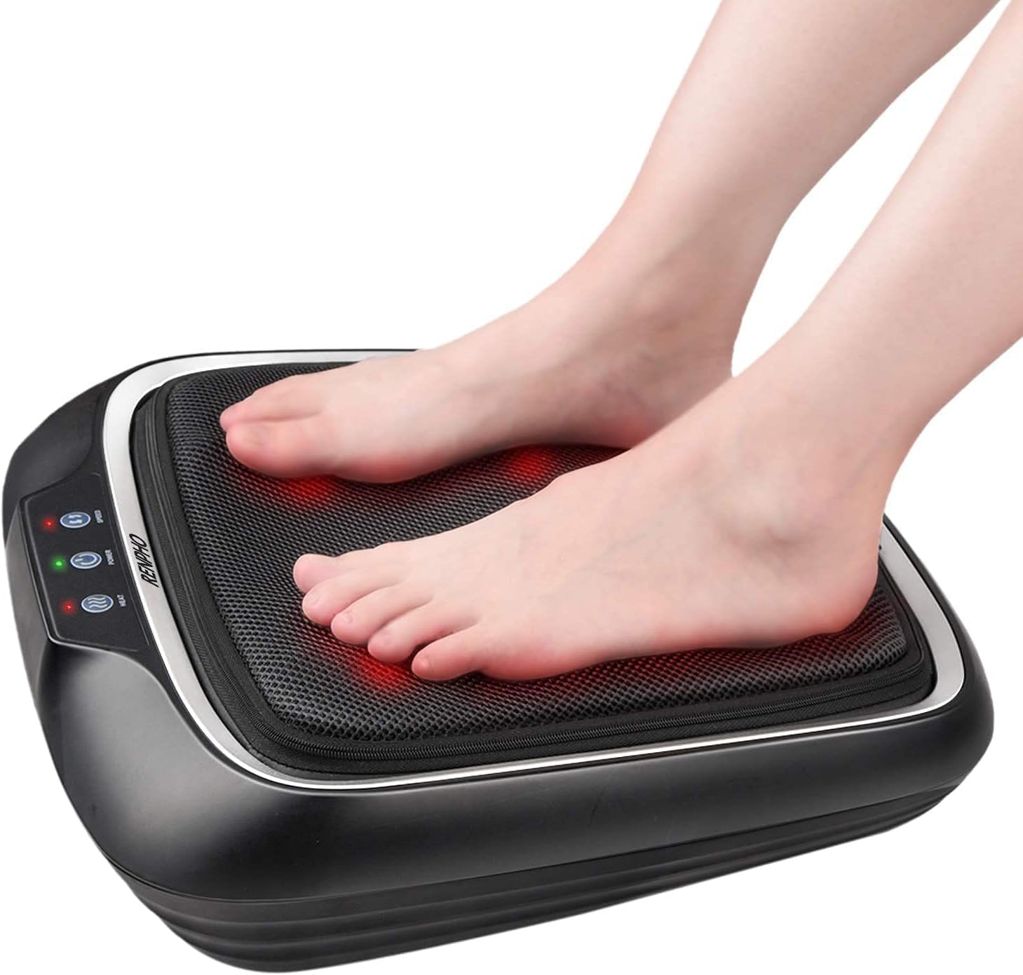 RENPHO Foot Massager with Heat, Shiatsu Feet Massage Machine, 2-in-1 Feet and Back Massager with Deep Kneading, Electric Foot Massage with Removable Cover, Portable