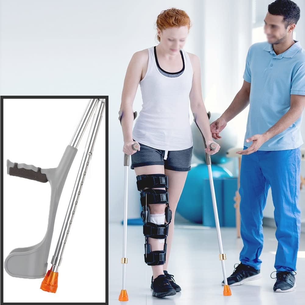 Muletas plegables, muletas plegables para adultos, muletas de antebrazo ajustables, muletas de codo de aleación de aluminio para hombres y mujeres, ayudas para la movilidad por fractura (color: plat