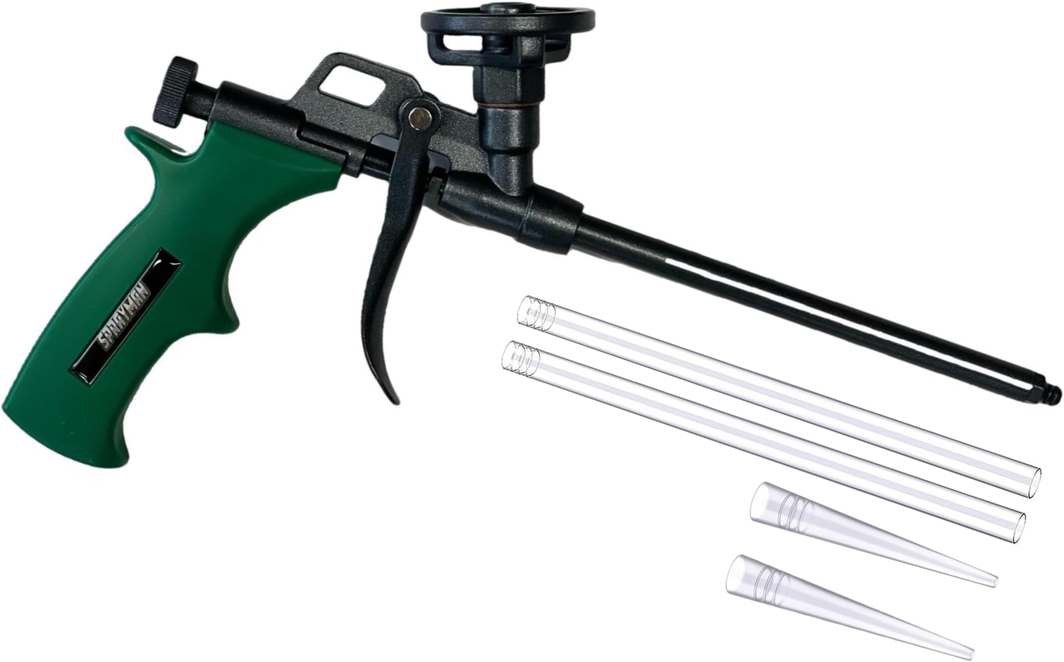 Sprayman Foam Dispensing Gun - (1 Pack) Precision Spray for Insulation & Sealing, Teflon Coated Expanding Foam Gun for Contractors & DIY Projects, Dual Extension Tips Included