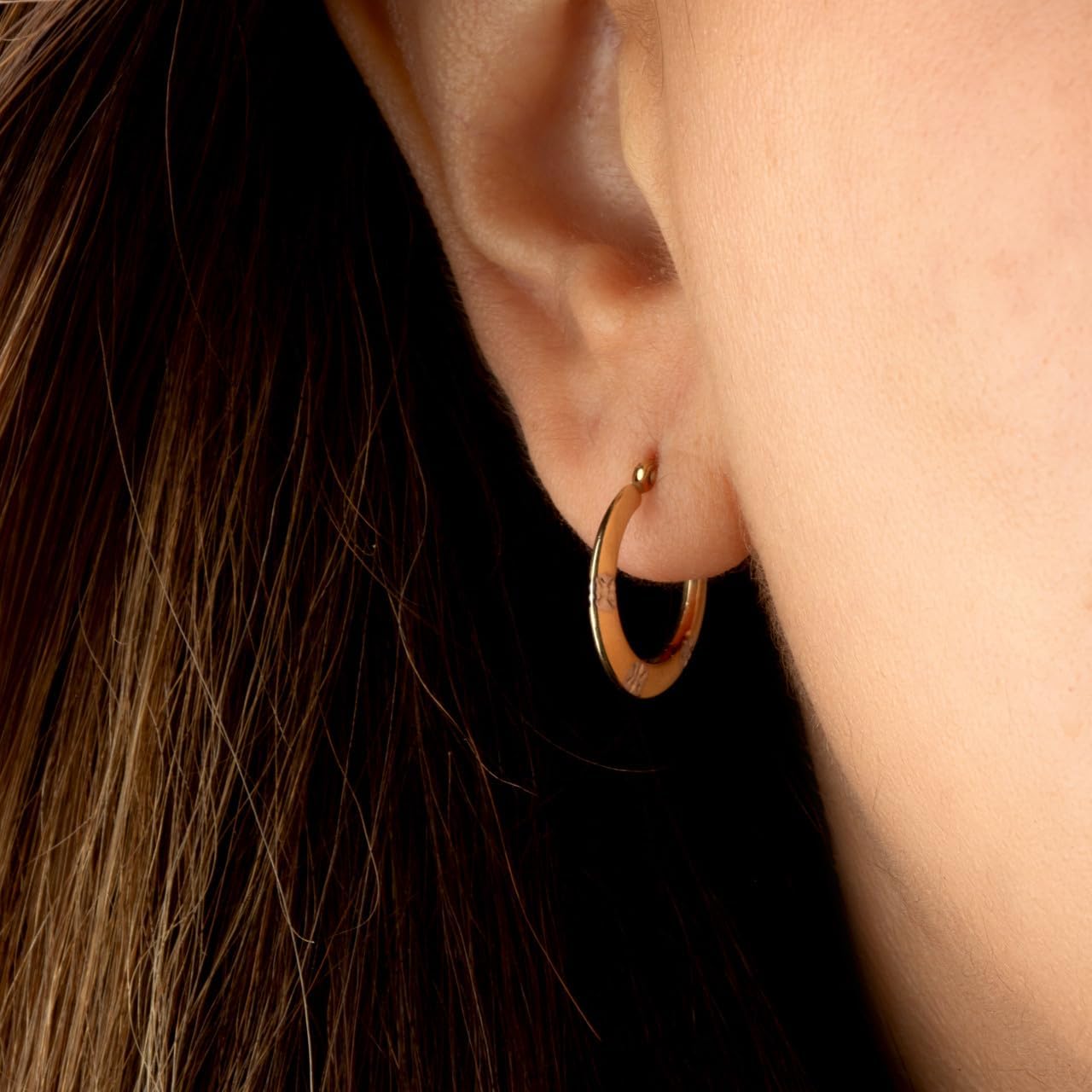 Gold Reversible Flower Textured Hoop Earrings for Women | 10K or 14K Two-Tone White and Yellow Gold