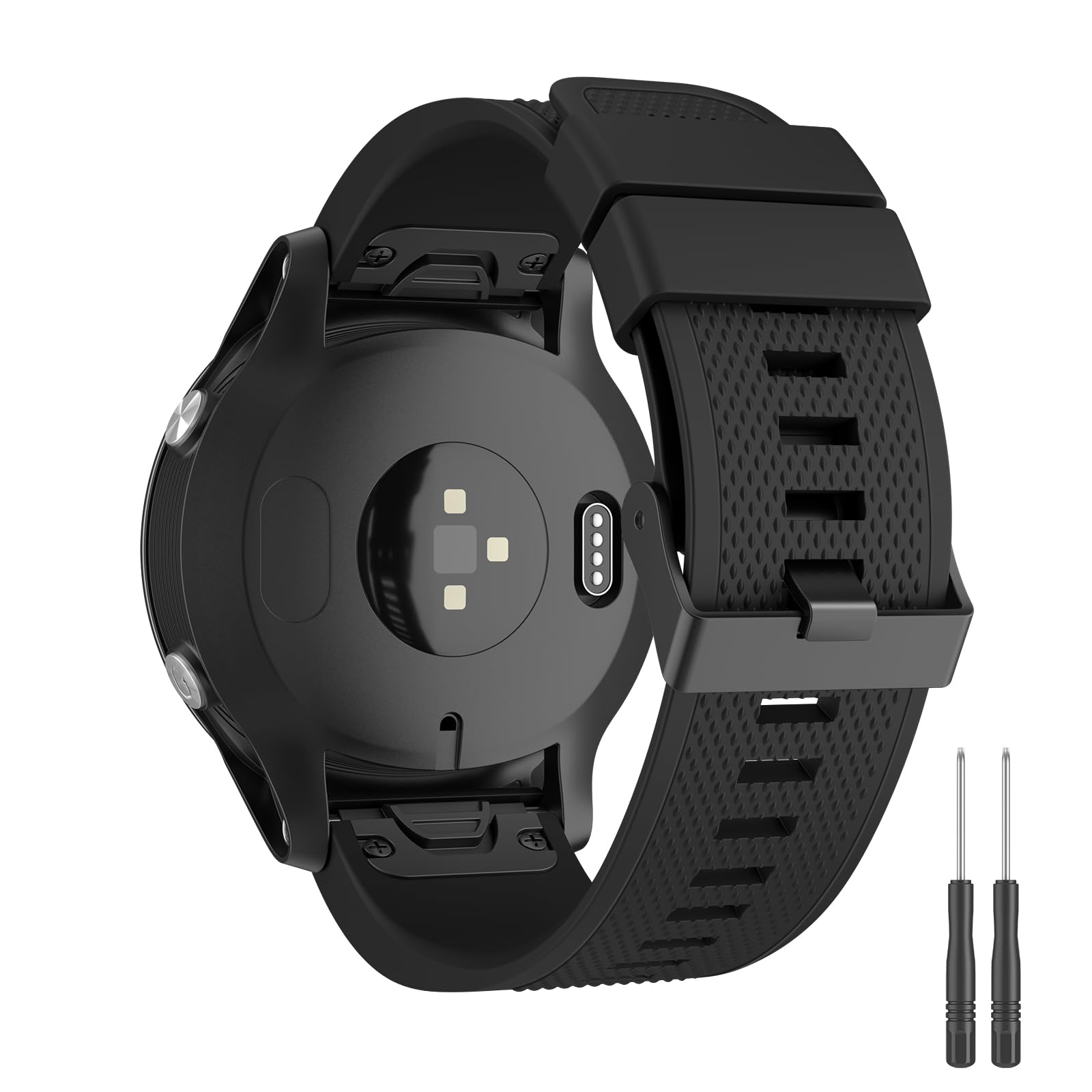 Zoye QuickFit 22mm Silicone Band for Garmin Fenix 7/6/5 Series, Forerunner 945/935, Approach S60/S62, Quatix 6 (Black, 22mm) - Image 2