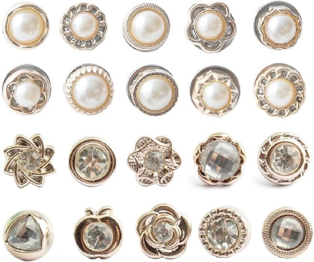 Cassarina Pearl Buttons for Clothes, Instant Shirt Brooch Buttons for Women, Rhinestones Cover Up Hijab Saree Pins Brooch for Dress Bags DIY Crafts Decor pack of 10 (B0CXY6NY2D) Amazon Price History, Amazon Price Tracker