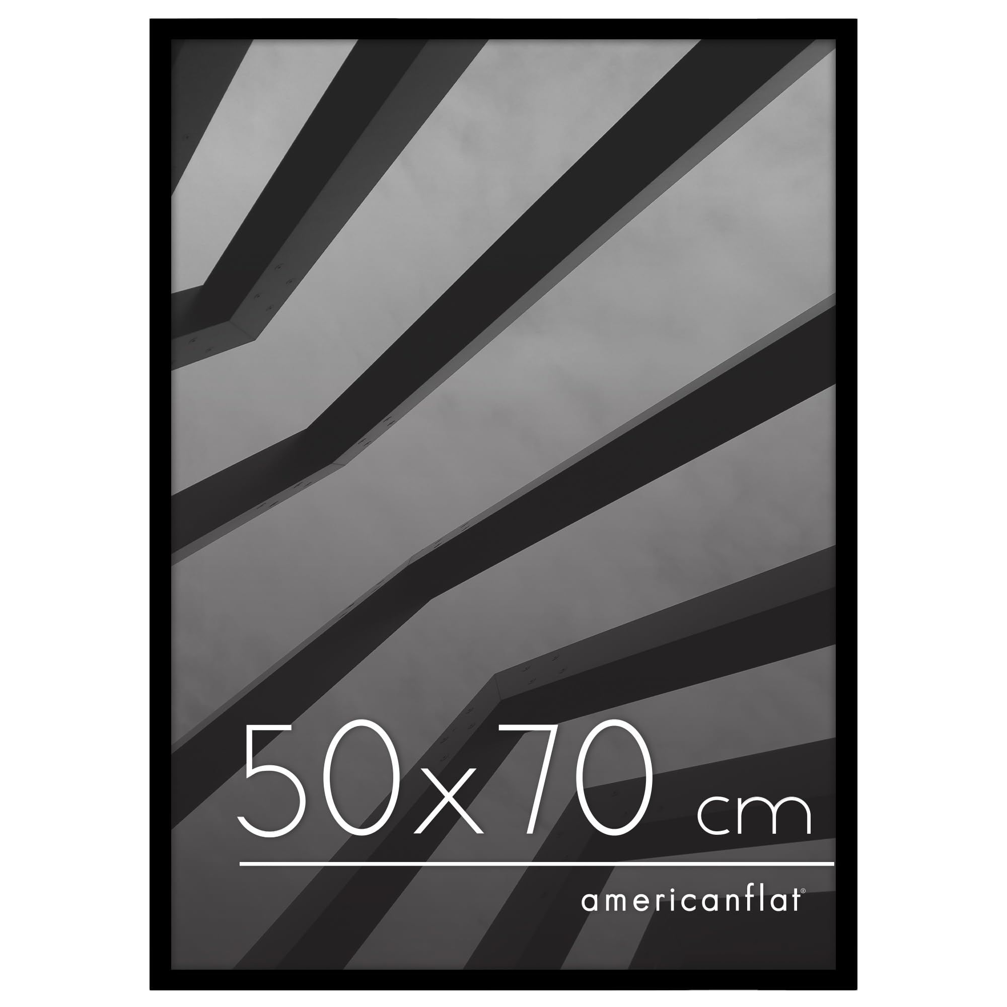 Americanflat 50x70 cm Picture Frame with Polished Plexi Cover - Streamline Collection - Thin Border Picture Frame for Wall Display - Hanging Hardware Included - Black