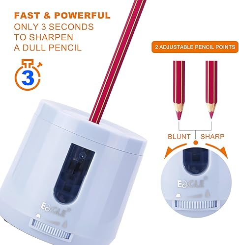 Miniatura 2 de Eagle Sacapuntas con bateríaUSB, sacapuntas eléctrico con alta capacidad, función de parada automática, puntos de lápiz ajustables, perfecto para