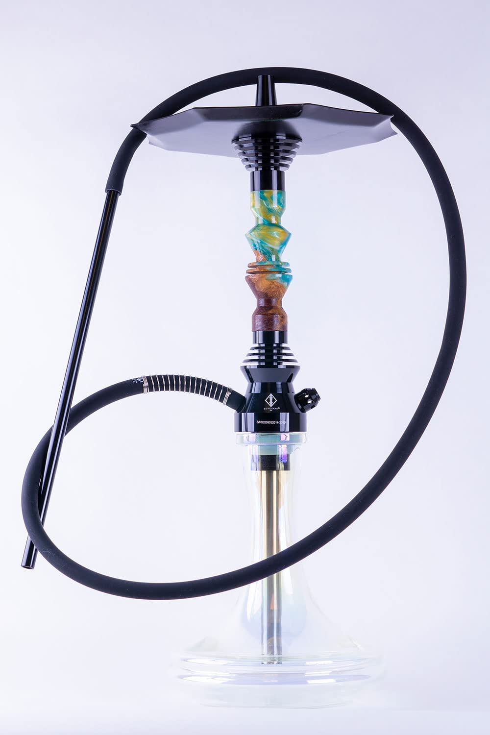 B2 Hookah Precious Cut Collection Carnival Mix Burl Wood INCLUDES MATCHING VASE