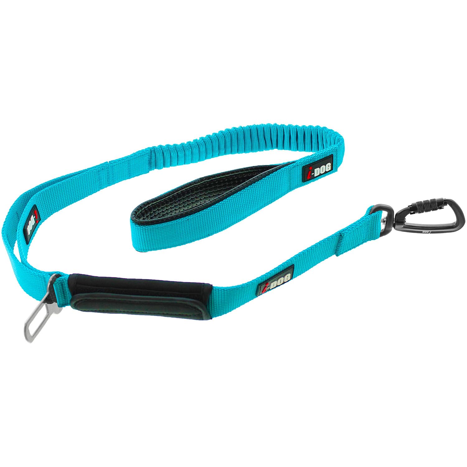 Laisse I-​DOG Confort Pro Max Gamme UPKA 120cm élastique et Boucle sécurité (Bleu)