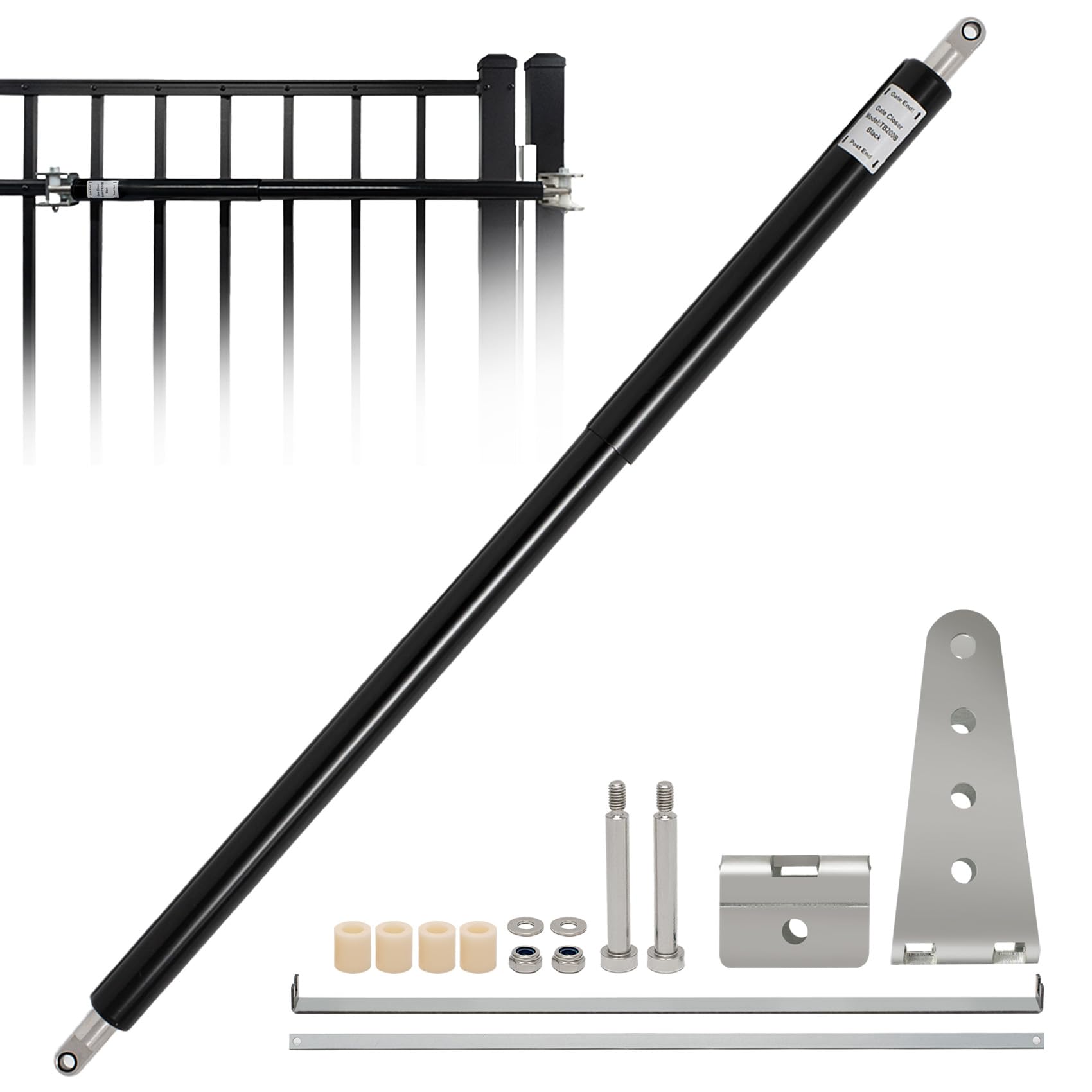 TB200 Heavy Duty hydrauliczny samozamykacz do bram 22,7-56.7 kg - regulowana prędkość zamykania, pasuje do bram 76-132 cm - idealny do ogrodzenia gospodarstwa, podwórka, basenu i nieruchomości (czarny