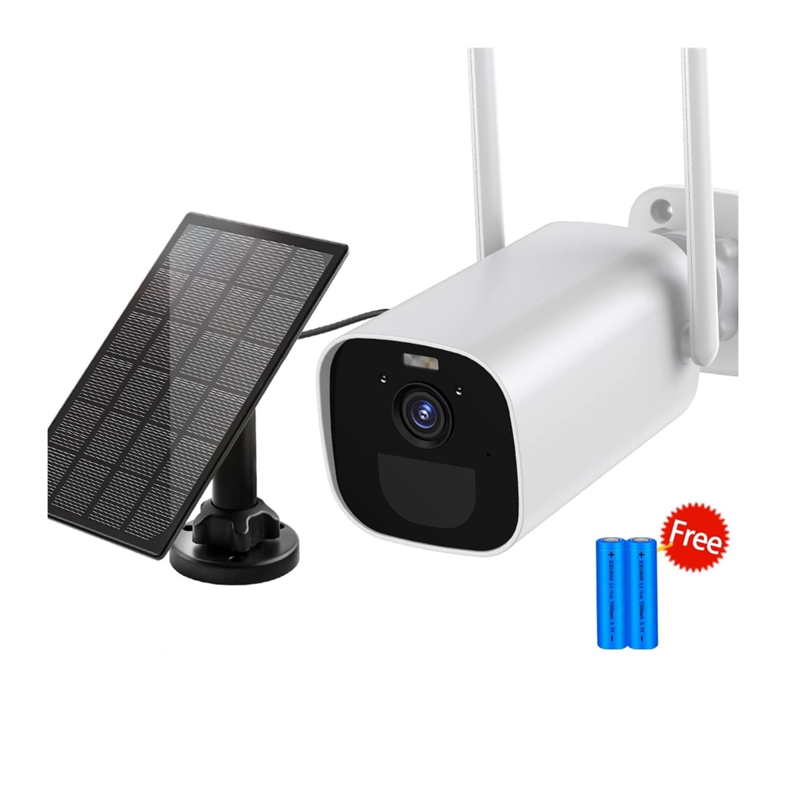 Telecamera WiFi Esterno, 3MP Bullet Camera 3W Pannello Solare Wireless Videosorveglianza CCTV Built-in 5200 mAh Batteria Ricaricabile Sicurezza Domestica,Sicurezza, Antifurto(3MP Camera)